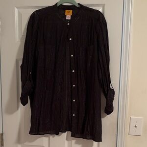 Ruby Rd. Black Lightweight Shirt with silver threading. Size 18 women